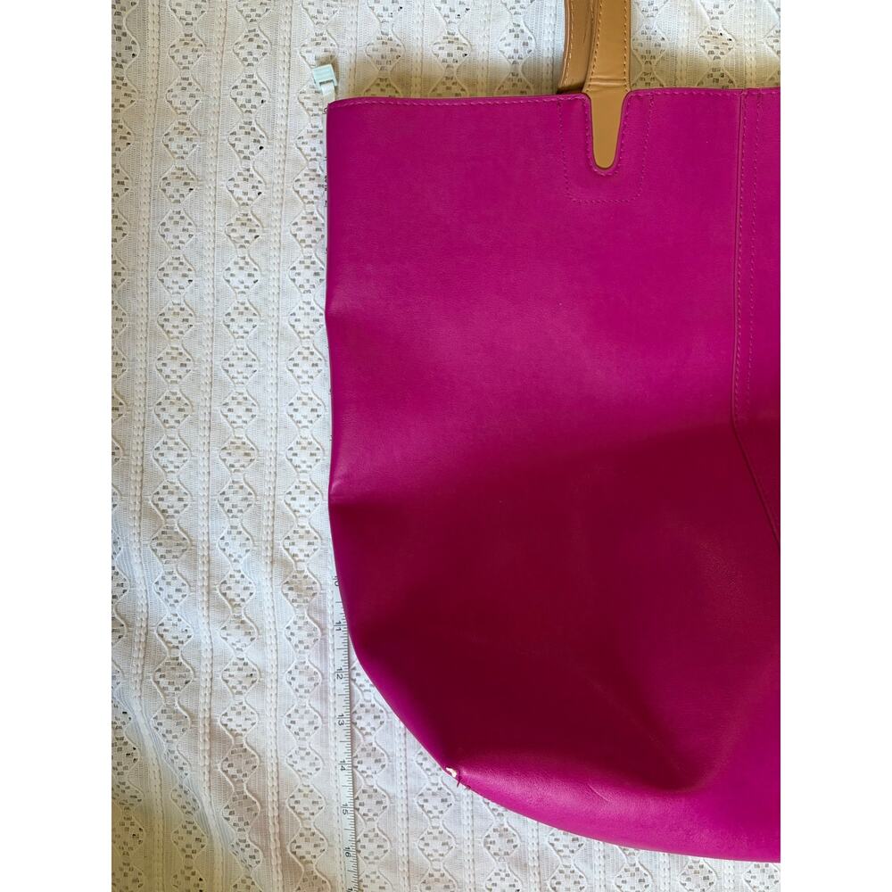 Victoria's Secret Pink Faux Leather Tote Bag Large Shopper Gold Charm Shoulder - Picture 7 of 10